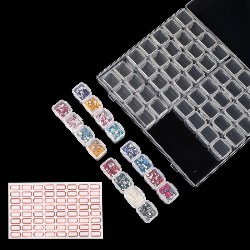 Ecurfu 56 Slots Diamond Painting Storage Containers, 56 Girds 1 Pack, Bead Storage Containers, Diamond Art Organizer Box, Diamond Painting Accessories, Embroidery Storage with Label Stickers - Image 1